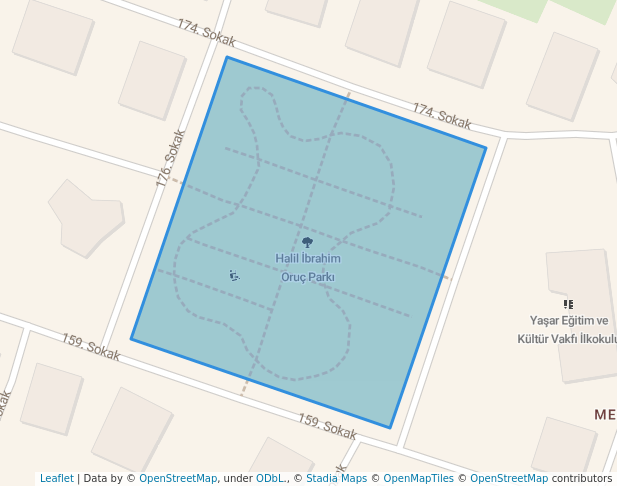 walking in Halil İbrahim Oruç Parkı map in Diyarbakır