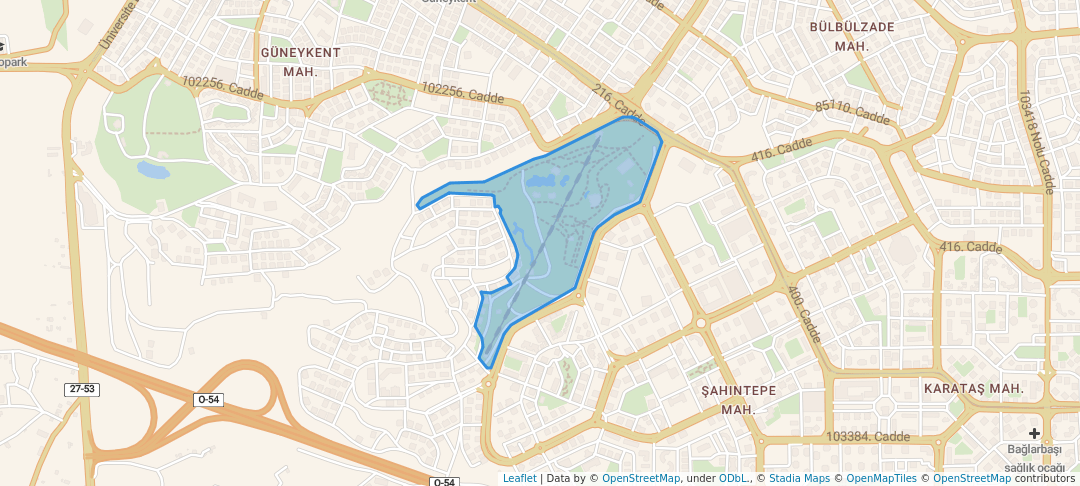 walking in Şahinler Vadisi Parkı map in Gaziantep