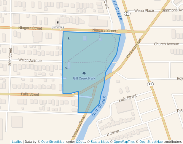 walking in Gill Creek Park map in Niagara Falls