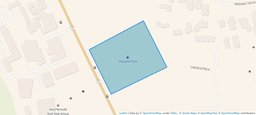 walking in Mangorei Field map in New Plymouth