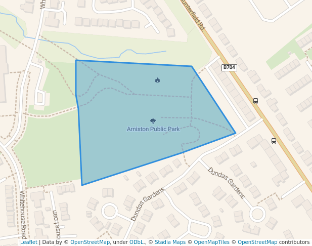 walking in Arniston Public Park map in Gorebridge