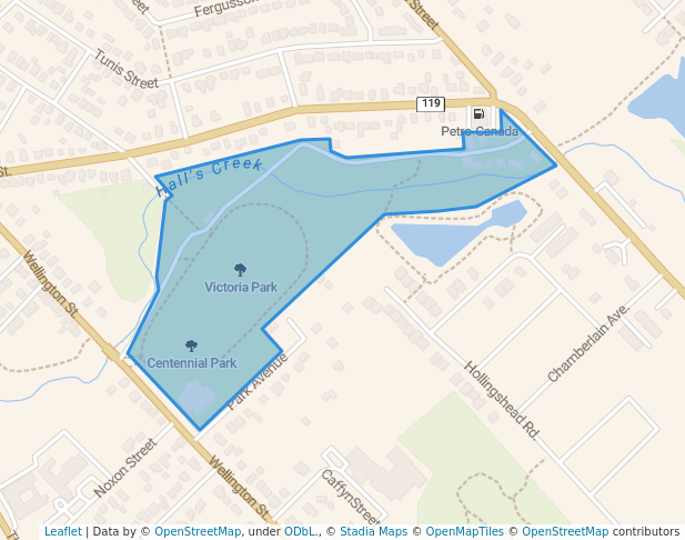 walking in Victoria Park map in Ingersoll