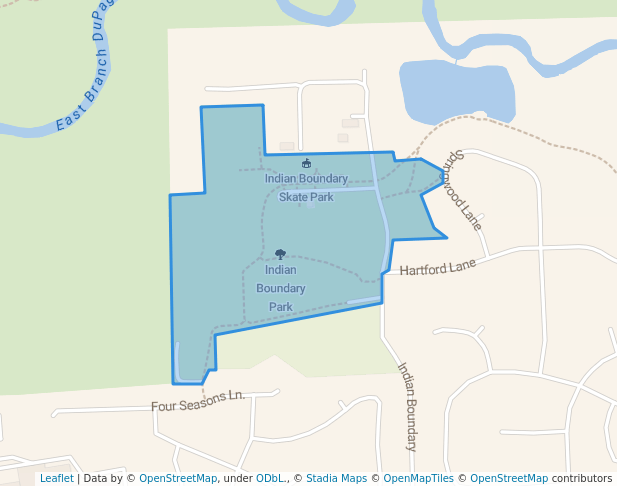 walking in Indian Boundary Park map in Bolingbrook