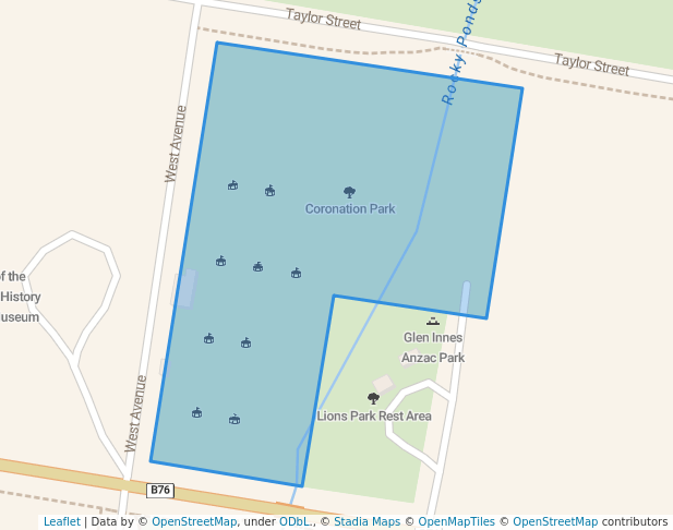 walking in Coronation Park map in Glen Innes