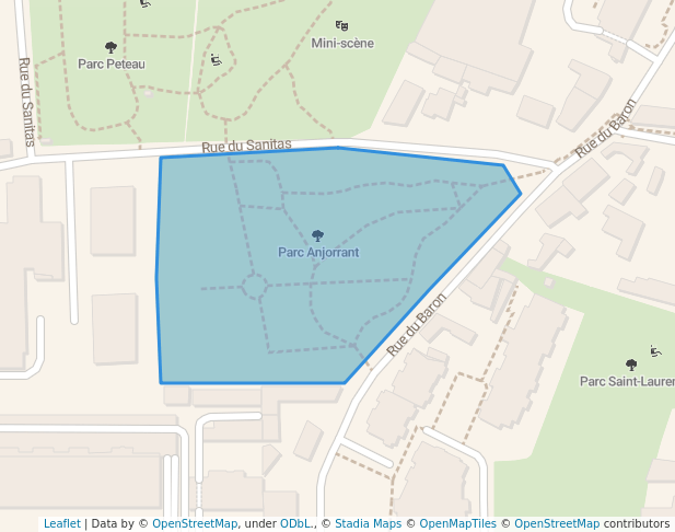 walking in Parc Anjorrant map in Orléans