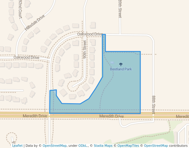 walking in Bestland Park map in Urbandale