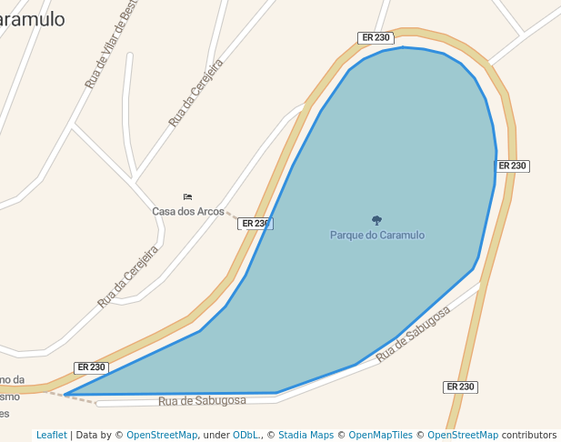 walking in Parque do Caramulo map in Campo de Besteiros