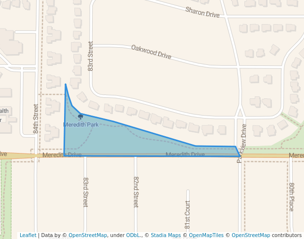 walking in Meredith Park map in Urbandale