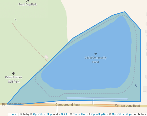 walking in Cabot Community Pond Park map in Cabot