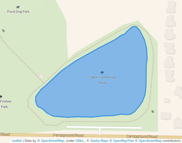 walking in Cabot Community Pond map in Cabot