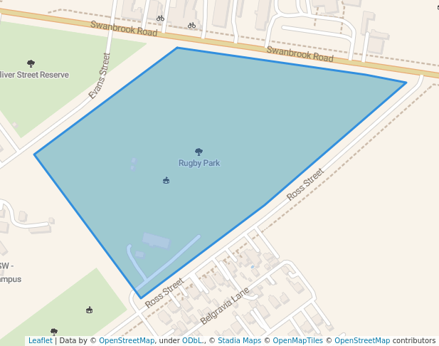 walking in Rugby Park map in Inverell