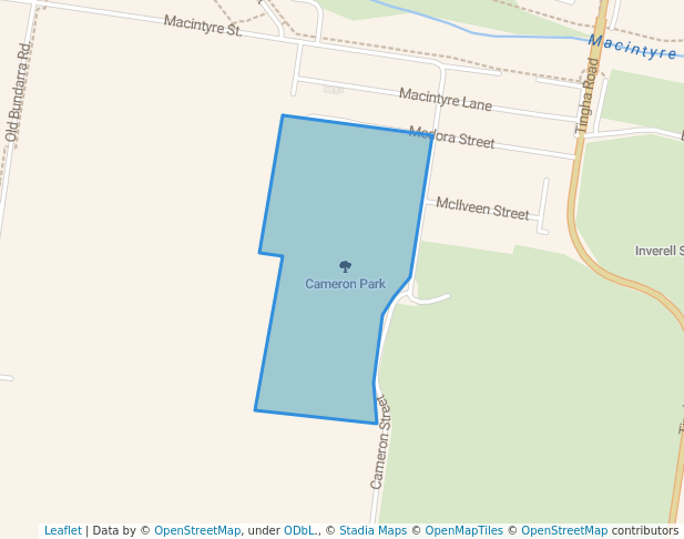 walking in Cameron Park map in Inverell