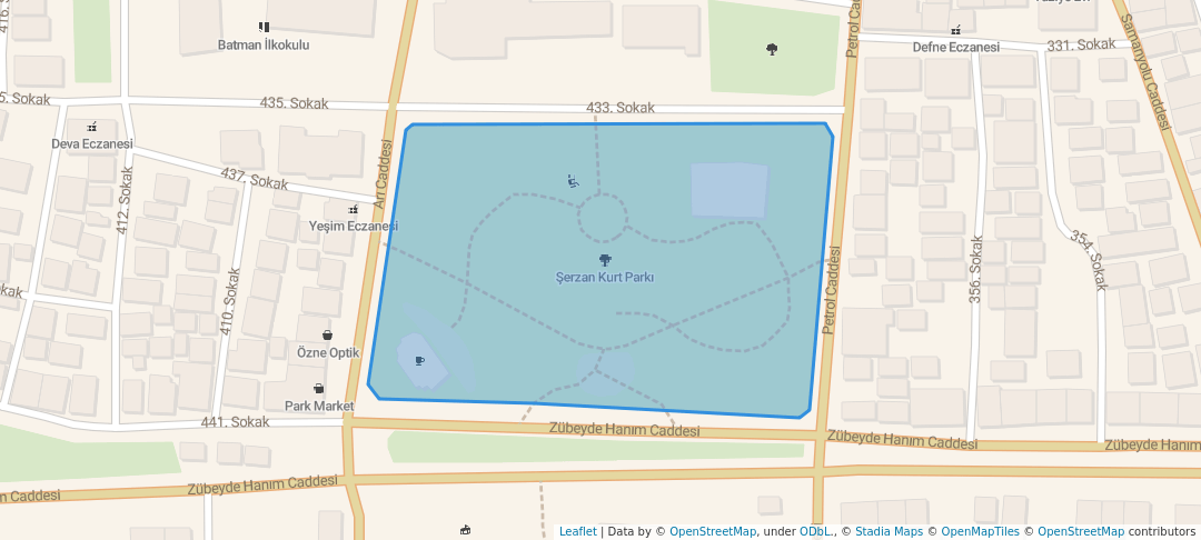 walking in Şerzan Kurt Parkı map in Batman