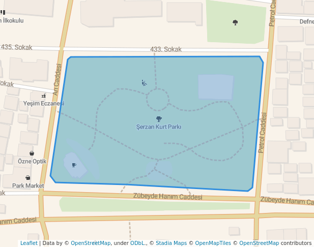 walking in Şerzan Kurt Parkı map in Batman