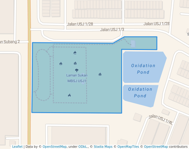 walking in Laman Sukan MBSJ USJ1 map in Subang Jaya