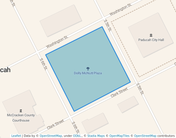 walking in Dolly McNutt Plaza map in Paducah