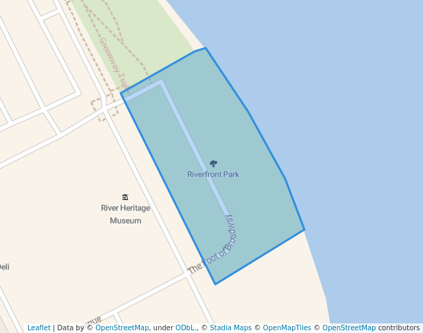 walking in Riverfront Park map in Paducah