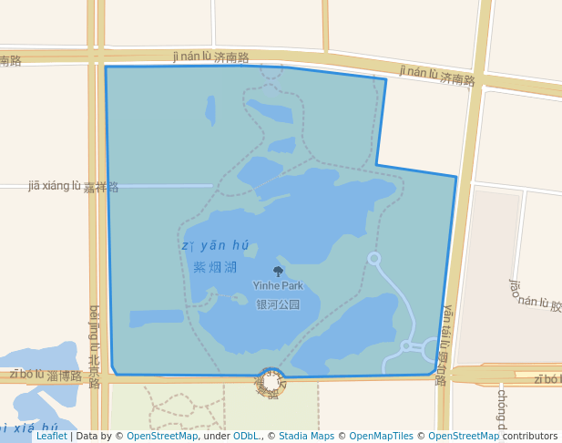 walking in Yinhe Park map in Ri Zhao Shi