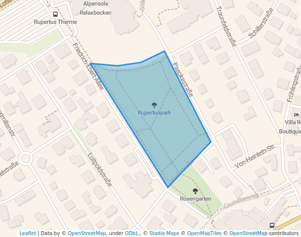 walking in Rupertuspark map in Bad Reichenhall