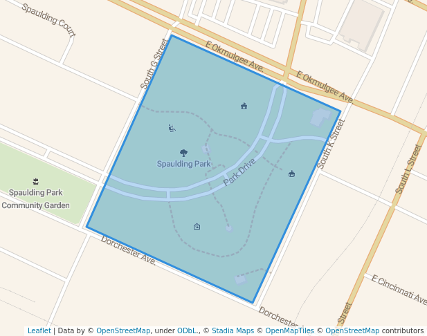 walking in Spaulding Park map in Muskogee