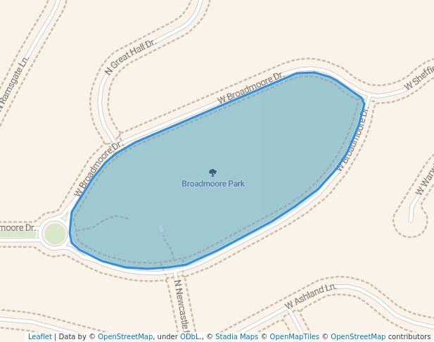 walking in Broadmoore Park map in Hayden