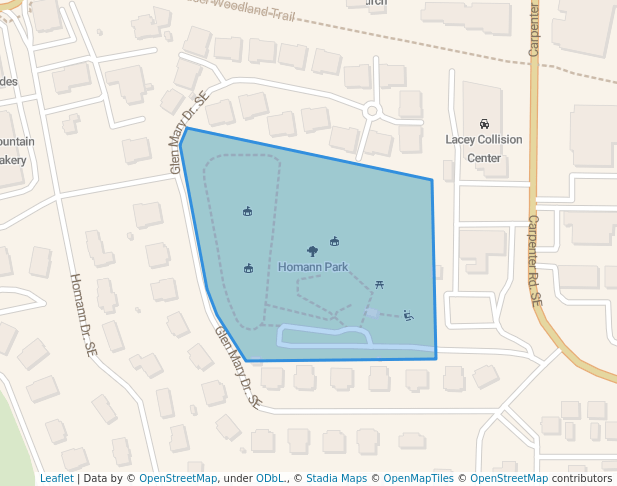 walking in Homann Park map in Lacey