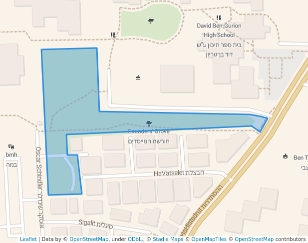 walking in Founders' Grove map in Ness Ziona