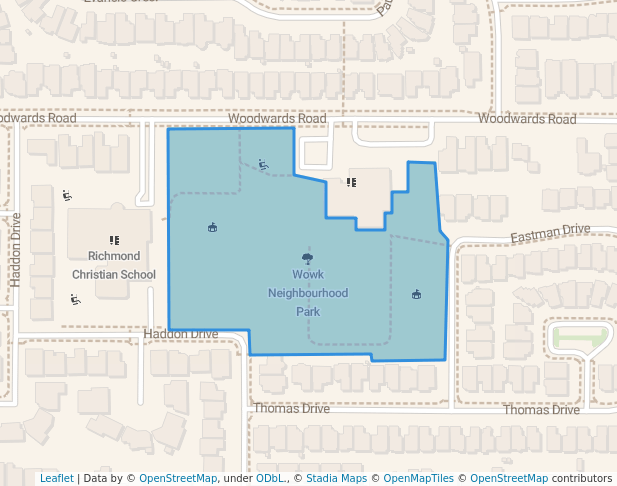 walking in Wowk Neighbourhood Park map in Richmond