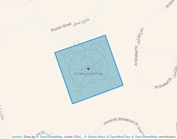 walking in Al Yahar South Park map in Al Ain