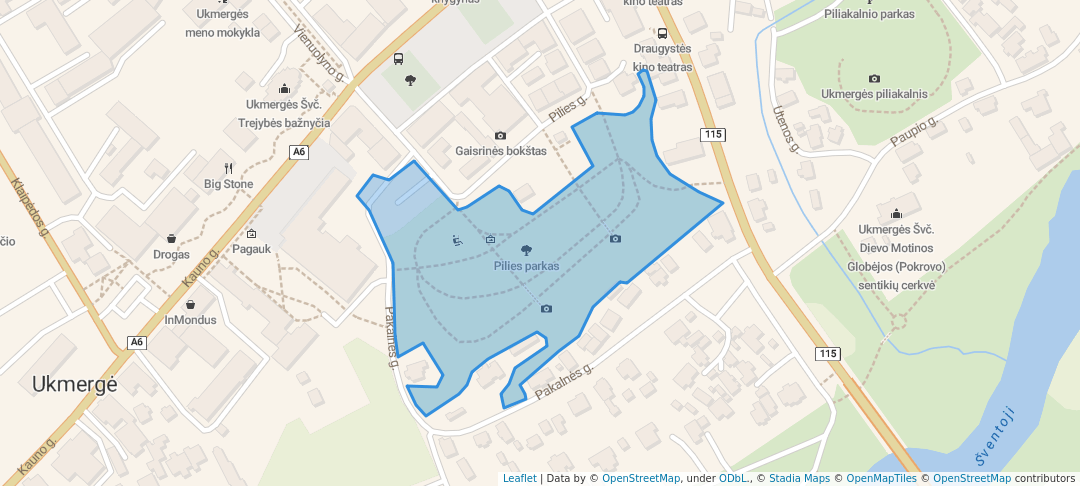 walking in Pilies parkas map in Ukmergė