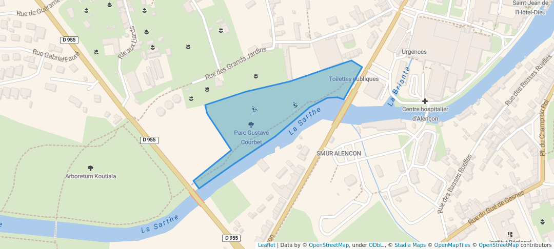 walking in Parc Gustave Courbet map in Alençon