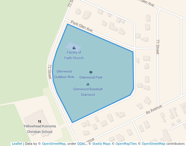 walking in Glenwood Park map in Edson