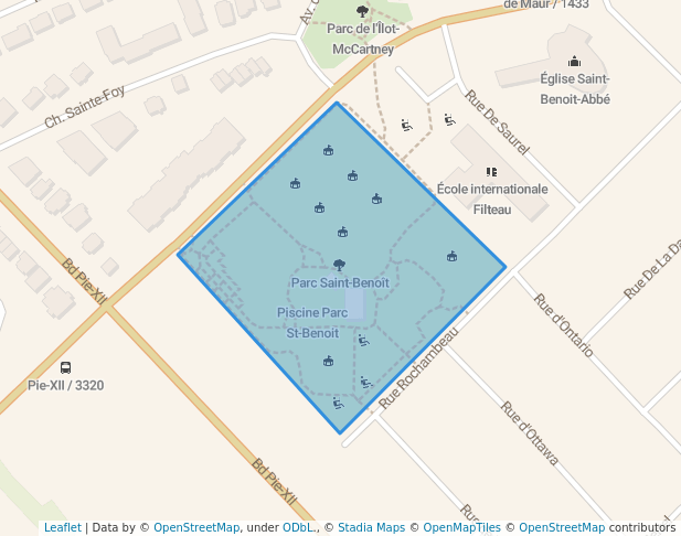 walking in Parc Saint-Benoît map in Québec