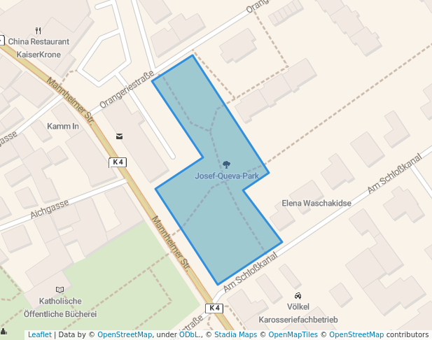 walking in Josef-Queva-Park map in Ludwigshafen am Rhein