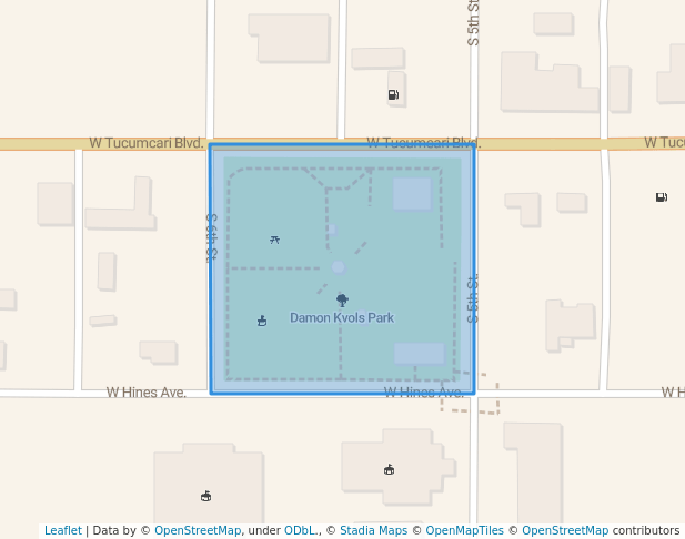 walking in Damon Kvols Park map in Tucumcari