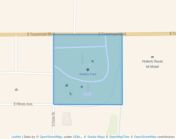 walking in Wailes Park map in Tucumcari