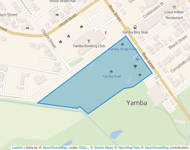 walking in Lions Park map in Yamba