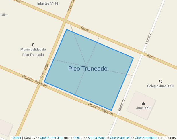 walking in Plaza San Martín map in Pico Truncado