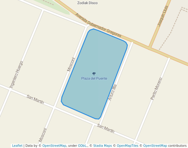 walking in Plaza del Puente map in Pico Truncado