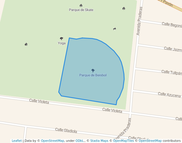 walking in Parque de Beisbol map in Cadereyta Jiménez