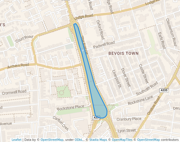 walking in Asylum Green map in Southampton