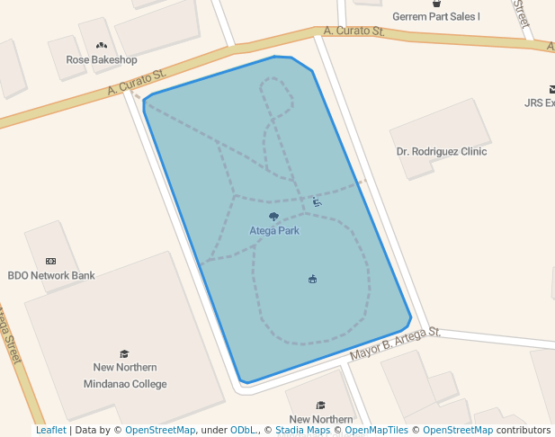 walking in Atega Park map in Cabadbaran City