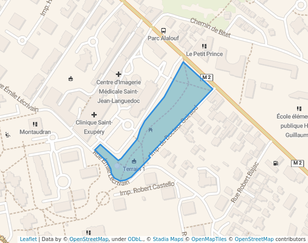 walking in Parc Alalouf map in Toulouse