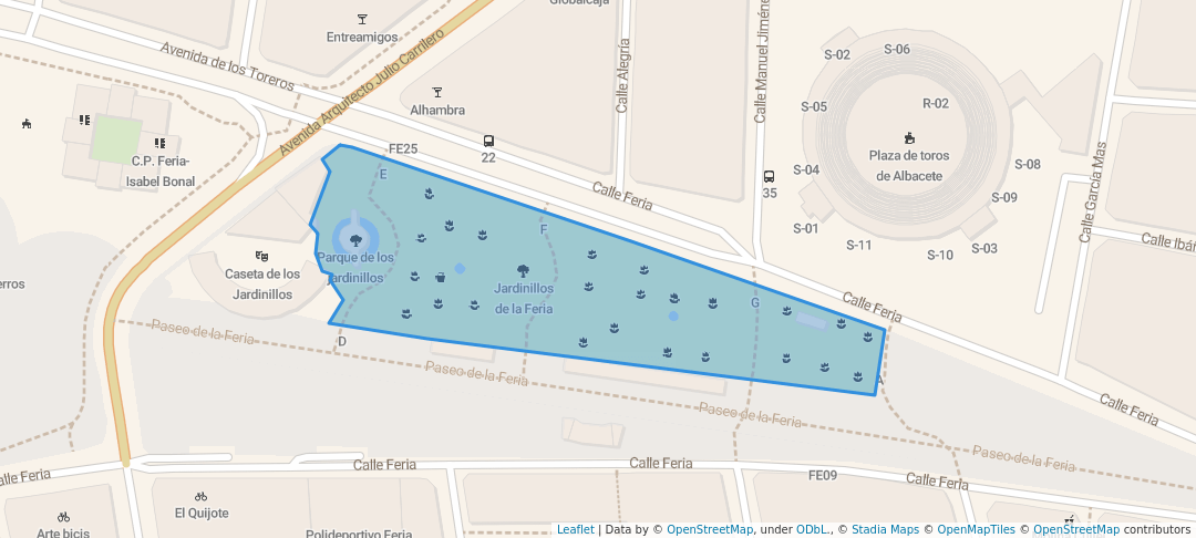 walking in Jardinillos de la Feria map in Albacete