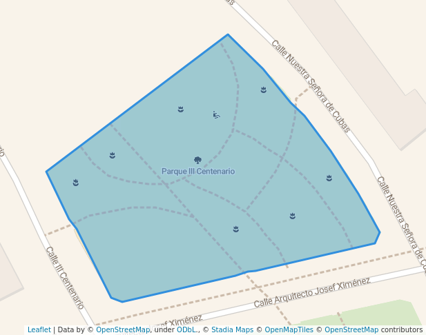 walking in Parque III Centenario map in Albacete