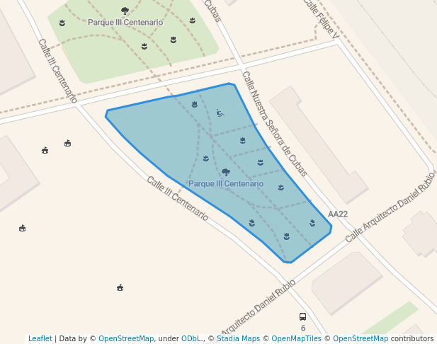 walking in Parque III Centenario map in Albacete