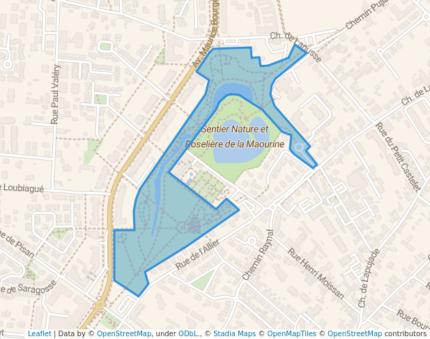 walking in Parc de la Maourine map in Toulouse