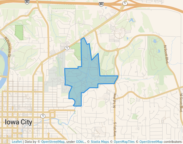walking in Hickory Hill Park map in Iowa City