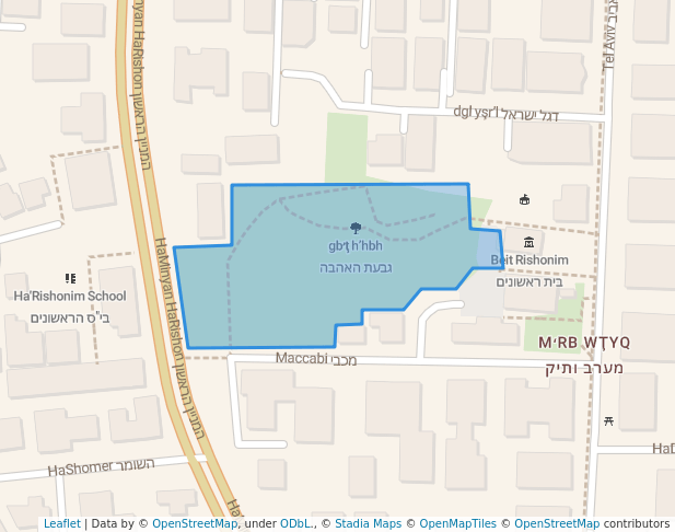 walking in גבעת האהבה map in Ness Ziona