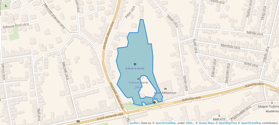 walking in Kálvária domb map in Pécs